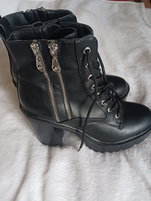 #ad GBG Black Los Ange Platform Combat Boots Chunky Block Heel Womens 9M $28.00