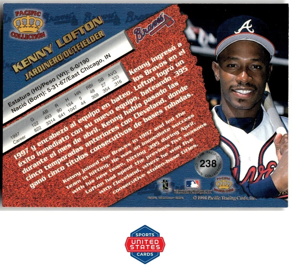 1998 Pacific #238 Kenny Lofton - Image 2 of 2