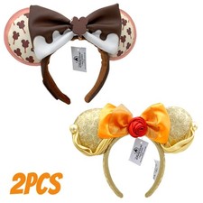 Disney~Mickey Ice Cream Bar Loungefly Ears+Minnie Belle Beauty&the Beast Ear 2pc