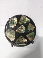 Vintage Craftsman Abalone Shell Hot Plate Trivet Hand Made in USA