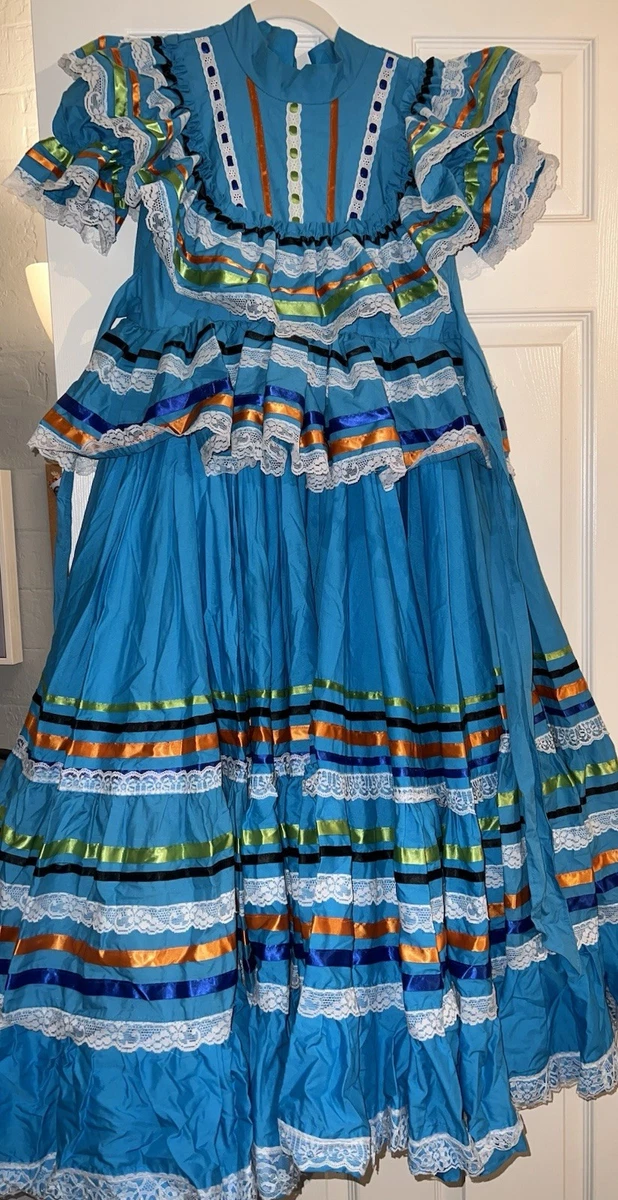 blue folklorico dress Ballet Folklorico, Dress, Chihuahua, Vestido, Muy Bonita, Used, Costume, Azul