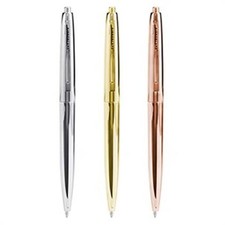 Kikkerland Metallic Retro Pens 4355 Set of 3 Metal Silver Gold Copper Ballpoint