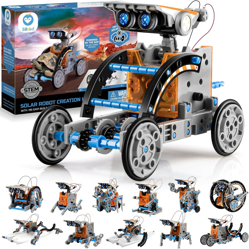 12-In-1 Solar Robot Building Kit STEM Gift for Boys Aged 8-13, DIY Science Educa