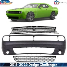Front Bumper Cover Fascia Paintable & Grille Kit For 2015-2023 Dodge Challenger