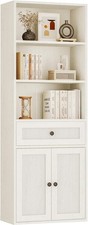 5-Tier Bookcase with Doors and Cabinet, Bookshelf 5 Tier, White