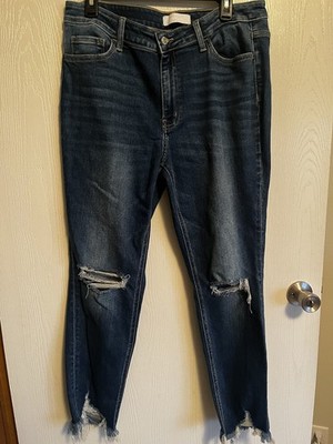 VERVET BLUE Women's Stretch High Rise Distressed Raw Hem Skinny Jeans Size 3