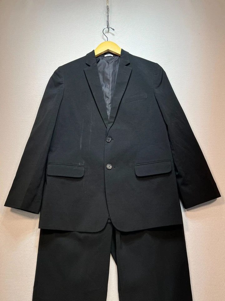 Костюм мужской Calvin Klein комплект из 2 пуговиц блейзер плоские брюки спереди размер 16 темно-синий - Изображение 4 из 4