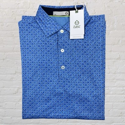Tasc Performance Cloud Polo Shirt Golf Short Sleeve Blue Palmetto Men s Small