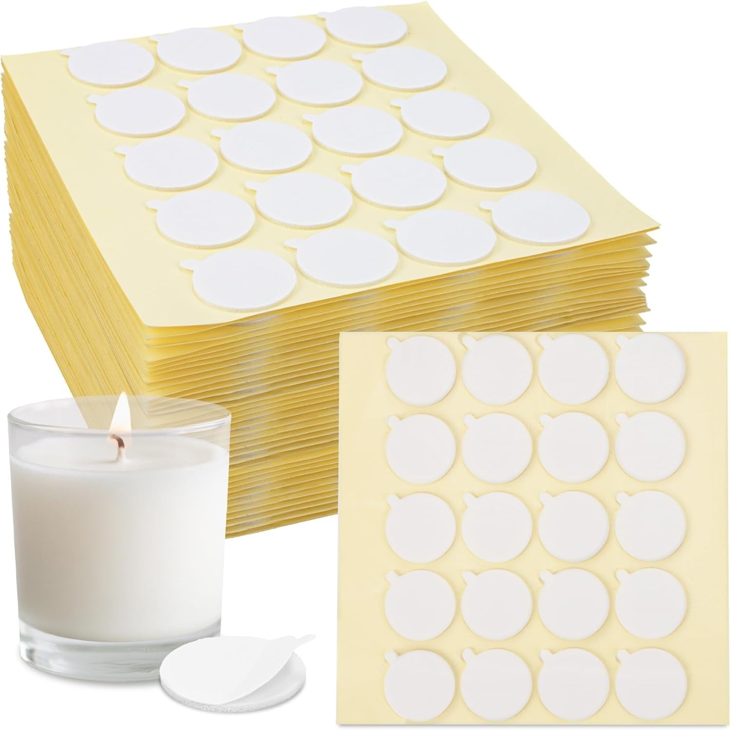 RAINFLOW 720 Pcs Wick Stickers for Candle Making - Double Sided Candle Wick Stic