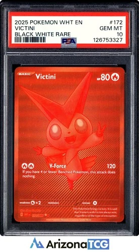 Pokemon 2025 Victini 172/086 Black White Rare White Flare GEM MINT PSA 10