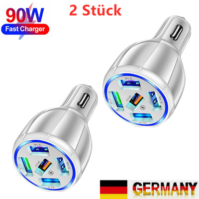 2Pcs Auto Ladegerät 120w USB-A Zigarettenanzünder 5in1 Ladeadapter KFZ LKW