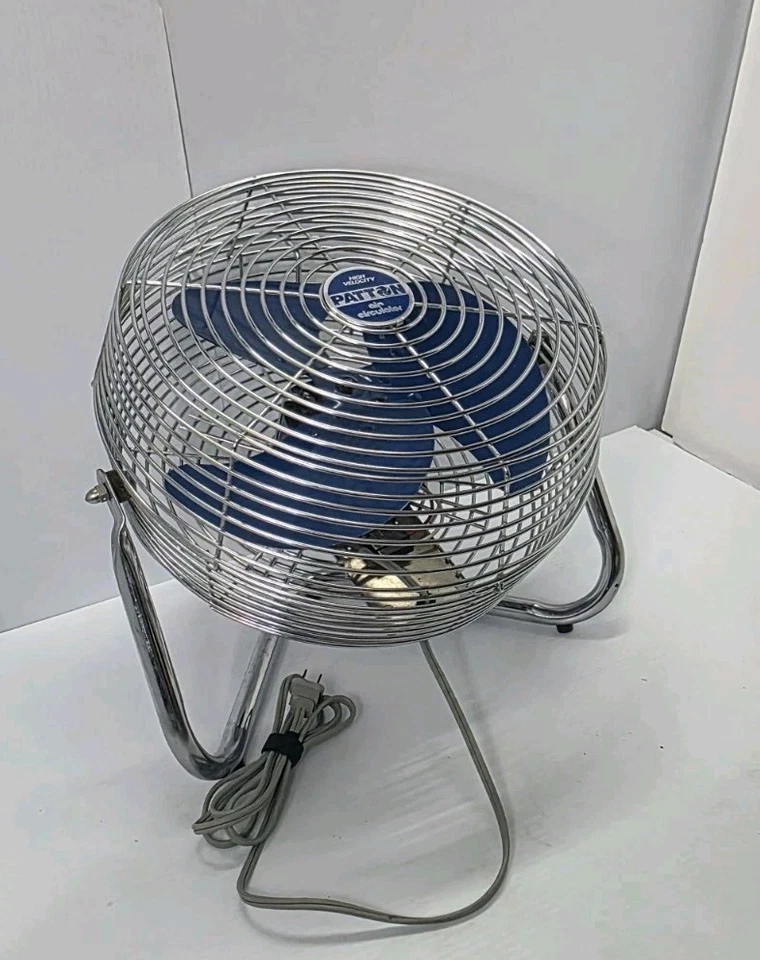 Vtg Patton Air Circulator High Velocity Blue Chrome 3 Speed Fan U2-1279 USA - Image 2 of 4