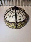 LEADED STAINED SLAG GLASS HANGING LAMP LIGHT SHADE 12" TIFFANY STYLE VINTAGE
