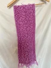 Woolly Godz Shetland Scotland Pink Textured Knit Wool Scarf Fringe 140cm