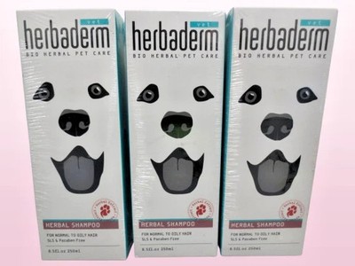 VET HERBADERM HERBAL PET CARE HERBAL SHAMPOO FOR NORMAL TO OILY HAIR 8.5 OZ 3PCS