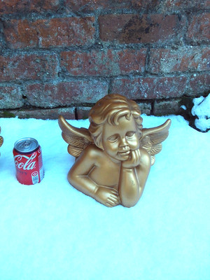 Grübelnder Cherub Putti Engel Keramik Figur 9'' x 11'' x 6''