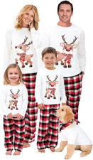 Family Matching Christmas Pajamas Set Cotton Xmas Deer Holiday Pajamas Sleepwear