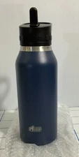 Gorilla Grip Insulated Stainless Steel Water Bottle 32oz Navy with Straw Lid