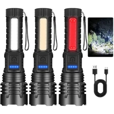 3Pack Rechargeable Flashlights, 7Mode Flashlights High Lumens L2000, Super Br...