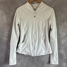 Lululemon Reversible Define Jacket Women 8 White Perforated Full Zip Thumbholes