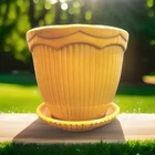McCoy Pottery Marigold Yellow Scalloped Planter Tiara Line 60s USA,VTG RARE