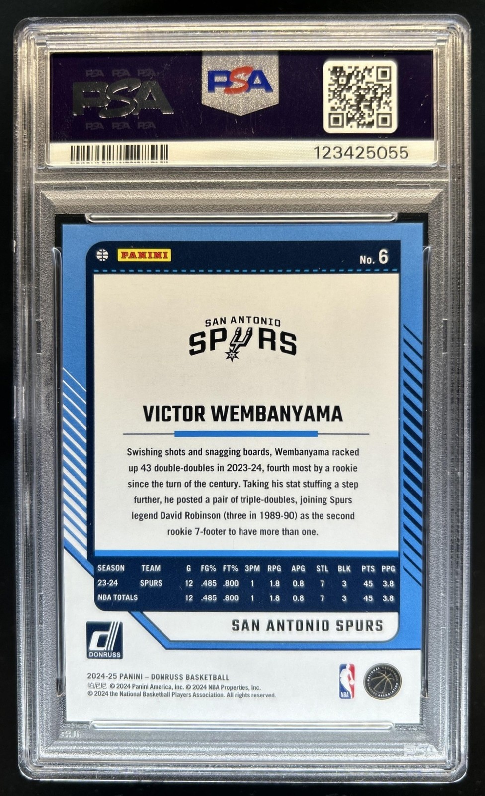 2024-25 Panini Donruss Victor Wembanyama Crystals #/125 Spurs PSA 10 GEM MINT view 2