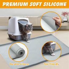 Large Cat Litter Mat 40X22 in Cat Mat for Litter Box Waterproof Silicone Pads