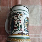 Original BMF BIERSEIDEL Milk glass tankard. pewter lid. Vintage. Used.