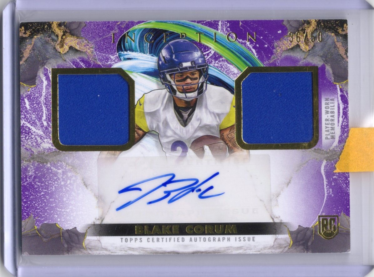 Blake Corum Topps Inception Franchise Foundation Relic Autographs #FFRABC Purple