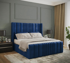 Image of Miami Winged Plush Velvet Ottoman Storage Bed, & Footboard