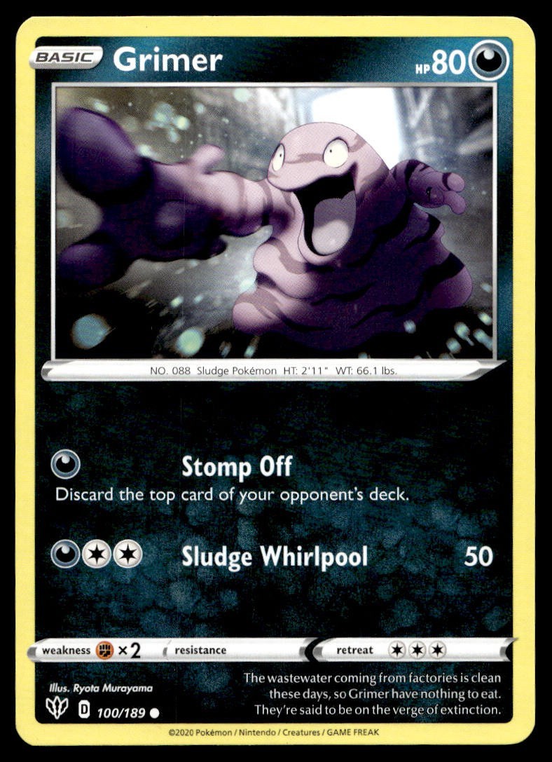 Grimer 100/189 Pokemon Card Darkness Ablaze Common 80 HP Lightly Played VI