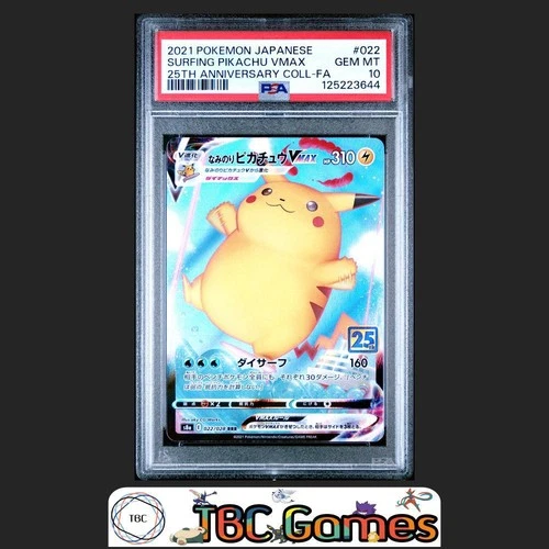 Surfing Pikachu VMAX Pokemon Japanese 25th Anniversary Collection #022 PSA 10