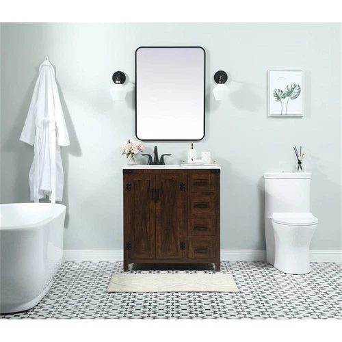 Elegant Decor Grant 32" Aluminum MDF Single Bathroom Vanity in Expresso - Picture 6 of 8