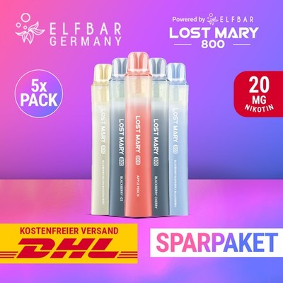 5 x Elfbar Lost Mary 800 E-Zigarette E-Shisha - 20mg Nikotin - Alle Sorten