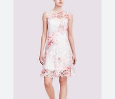 Elie Tahari Kaisa Floral Lace Dress Size 16 Fit Flare Sleeveless Wedding Guest