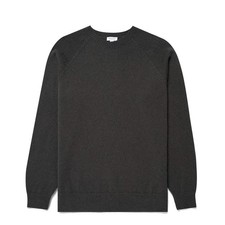 Sunspel Lambswool Crew Neck Drill Green