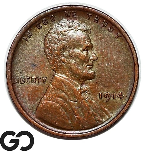1914 Lincoln Cent Wheat Penny, Choice AU++