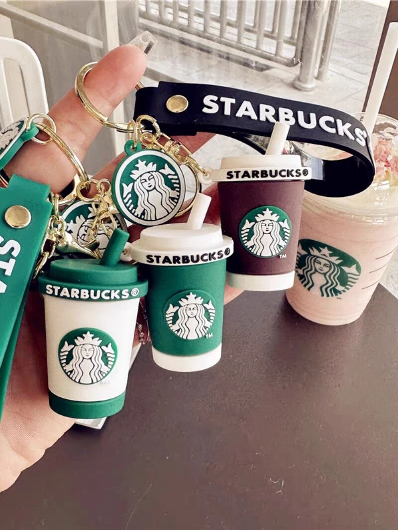 2023 Starbucks Green-Milk Tea Cups Keychain Cartoon 3D Doll Car Keychain  Pendant