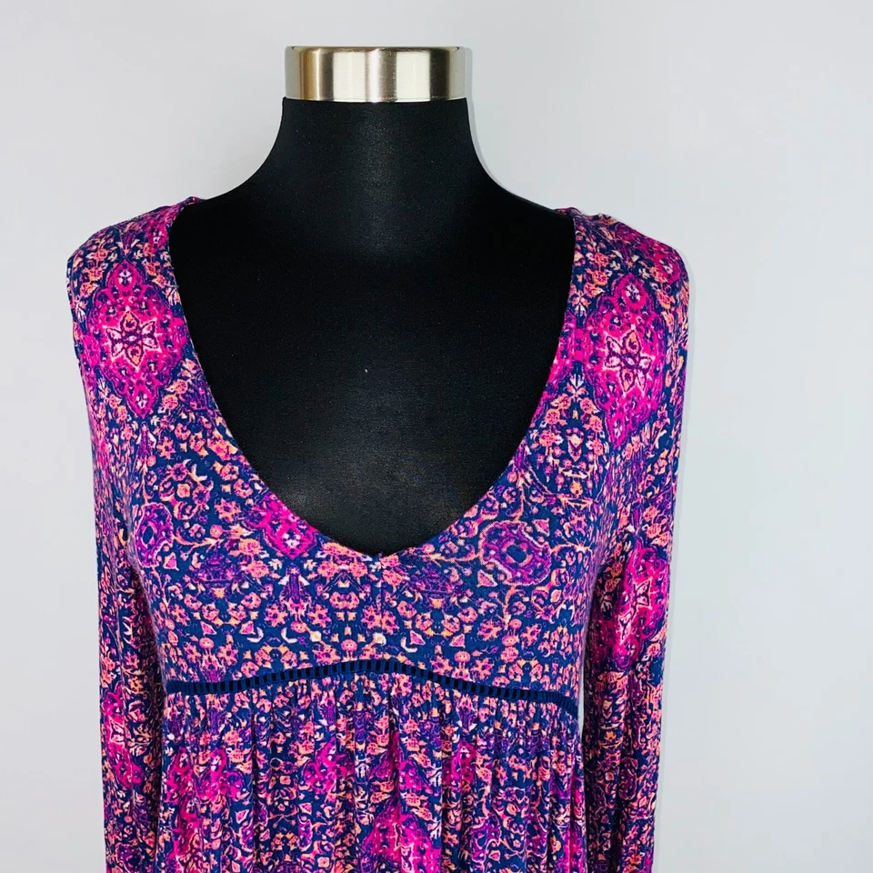 Jessica Simpson Top Womens Pink Purple Pretty Bohemian Boho Baby Doll Top S - Image 3 of 4
