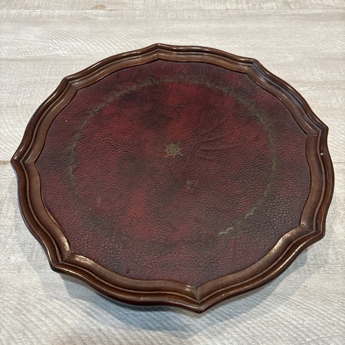 Vintage The Bombay Company Mahogany Wood Faux Leather Wine/Side Table PARTS - Picture 4 of 4