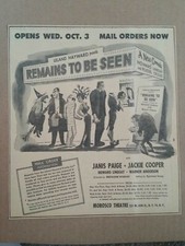 1951 Leland Hayward Remains To Be Seen Promo Newspaper Morosco Theatre Ad 