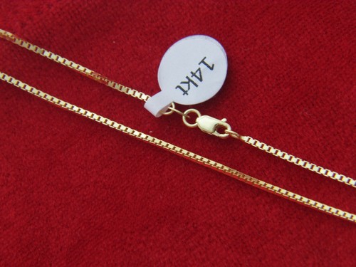 Echte 14k massive Gelbgold DC Box 1,5mm Kette / Halskette mit Karabinerverschluss - Bild 3 von 3