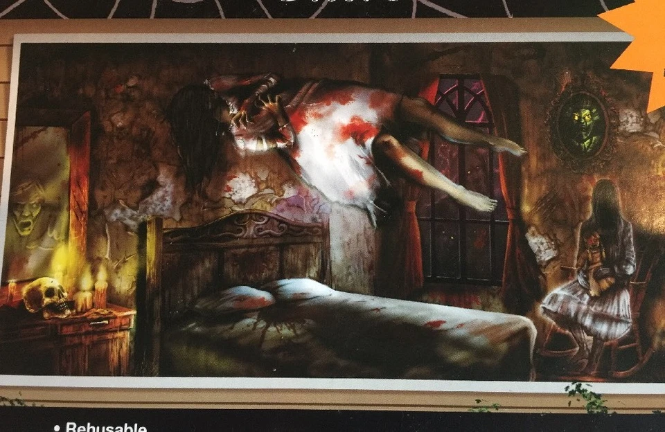 Haunted Mansion Halloween Banner Scene Setter Wall Poster 5' Horizontal - Image 2 of 3