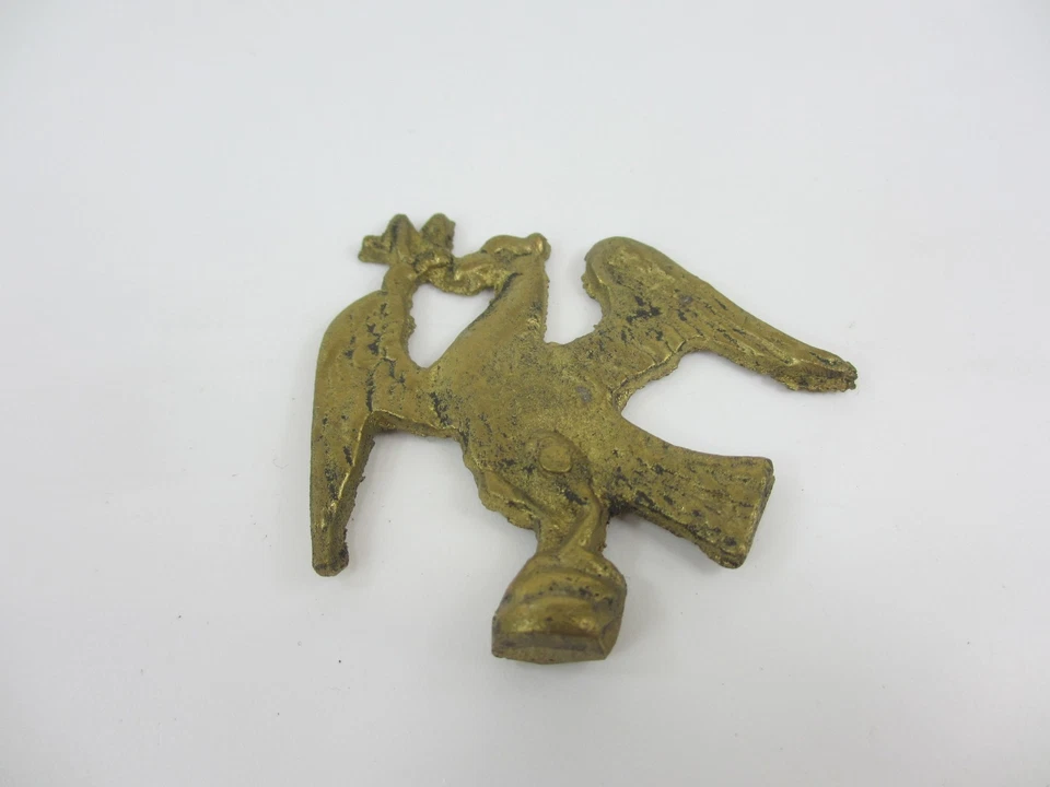 Vintage Brass Finial Top Ormolu Antique Hardware Old Mount Winged Eagle Bird  - Image 2 of 4