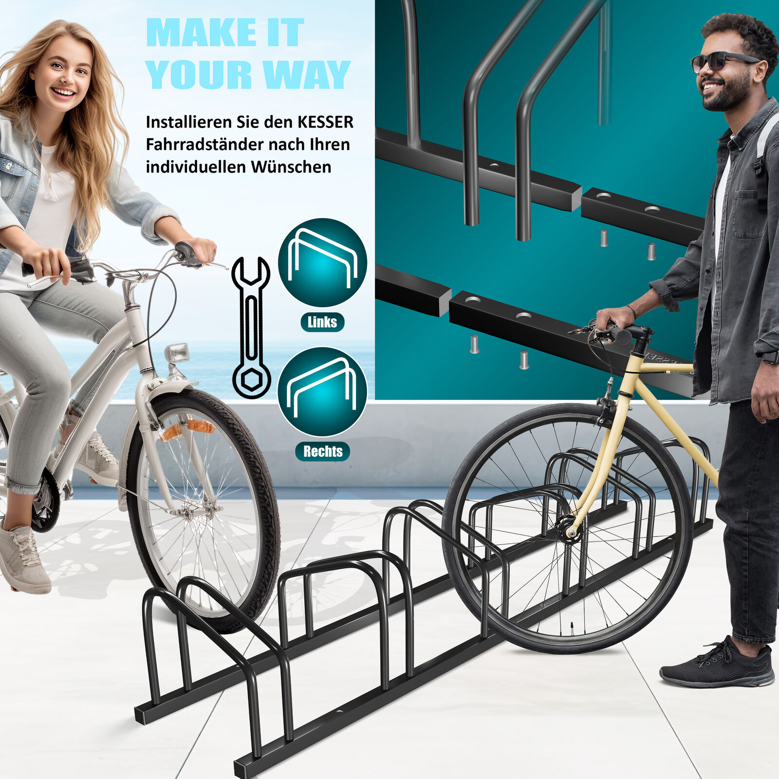 KESSER Fahrradständer Aufstellständer mit Parkschild Radständer Fahrradhalter