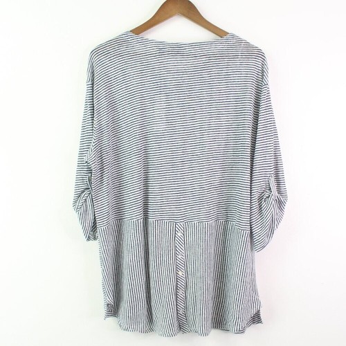 Adrienne Vittadini Striped Linen Slub Top Size 1x - Picture 7 of 8