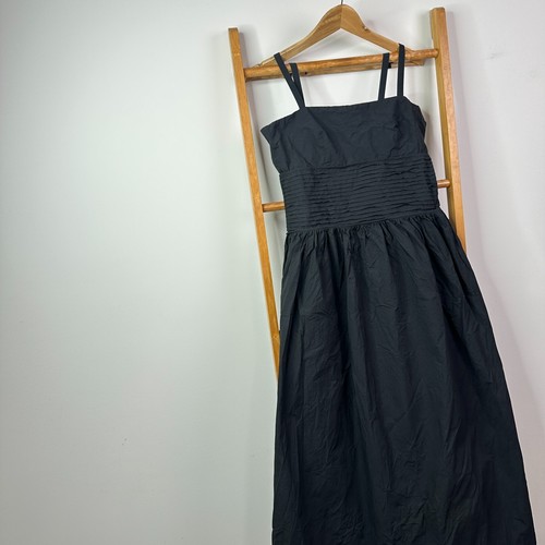 Marle Dress Womens 12 Black Sleeveless Mid Length Textured Cotton - Picture 2 of 10