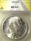 1923-S PEACE SILVER DOLLAR MS61 ANACS "MIRROR FINISH"