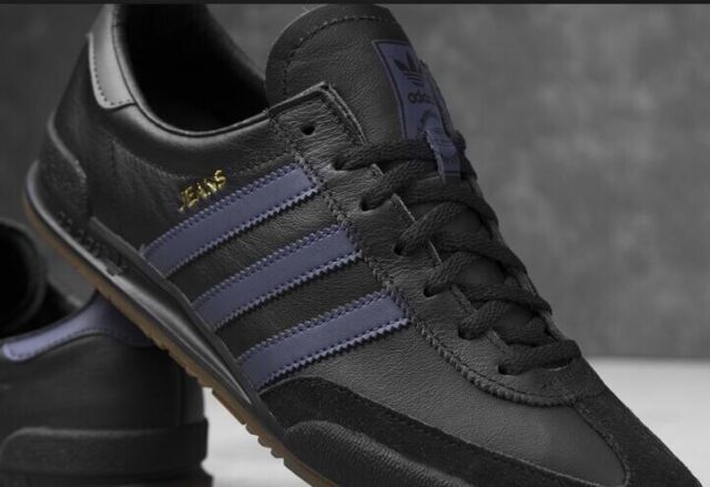 adidas jeans leather trainers black leather