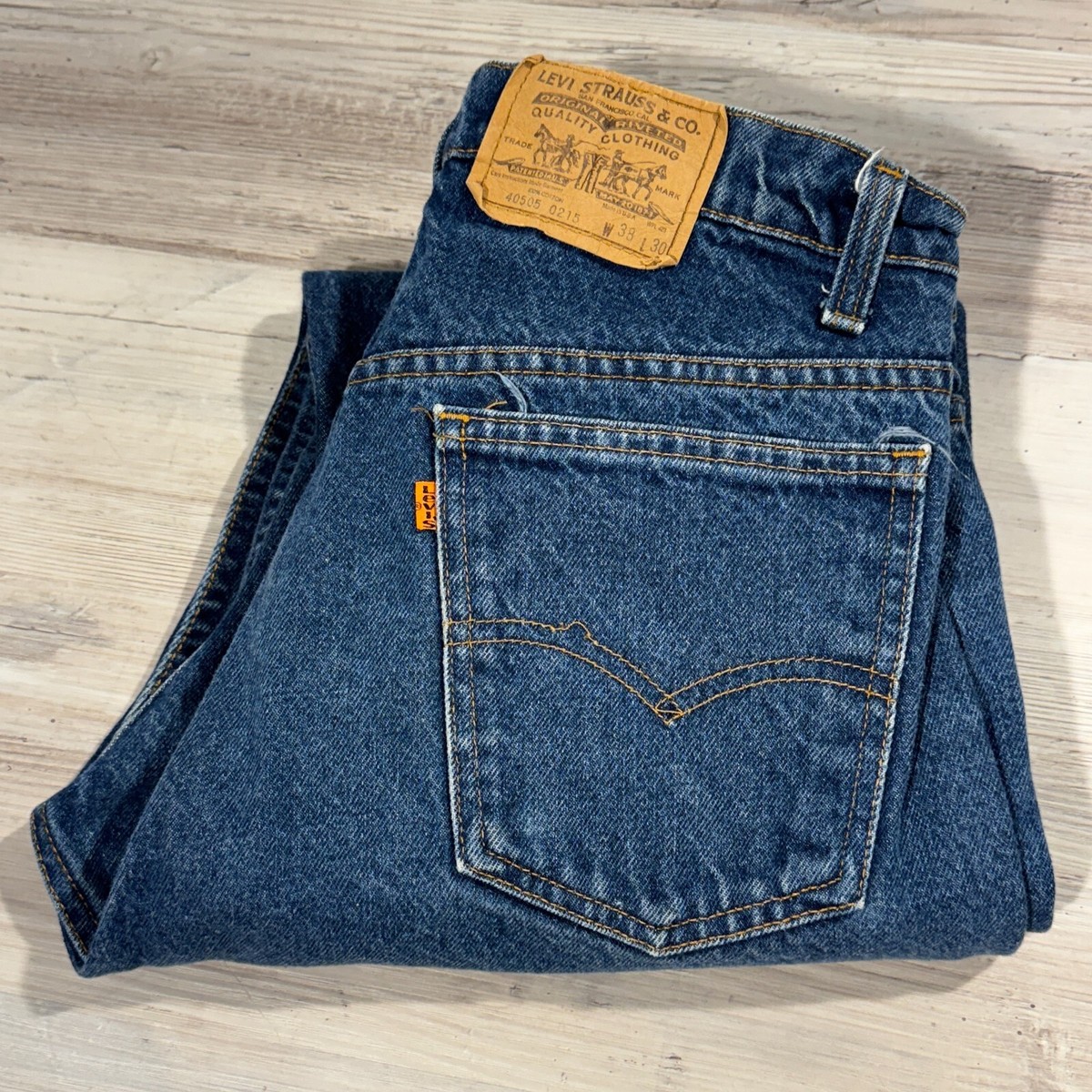 VTG Levi's 40505-0215 Orange Tab Jeans Men's 38x30 Regular Fit